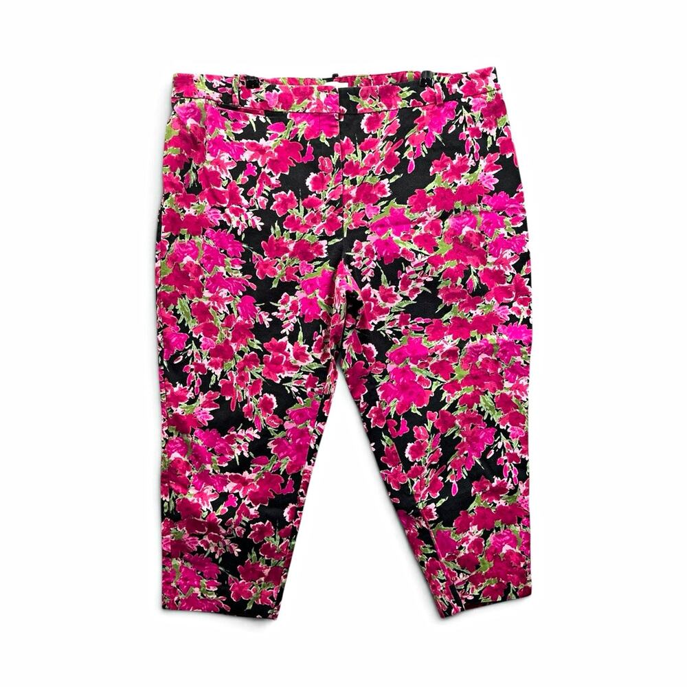Talbots Floral Capri Pants Women's Plus Size 22W Pink Black Green